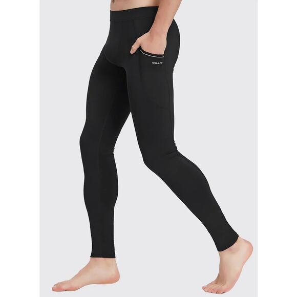 Willit Base Layer Pants Mens S Black Pull On Quick Dry Compression Yoga Legging - Picture 3 of 11